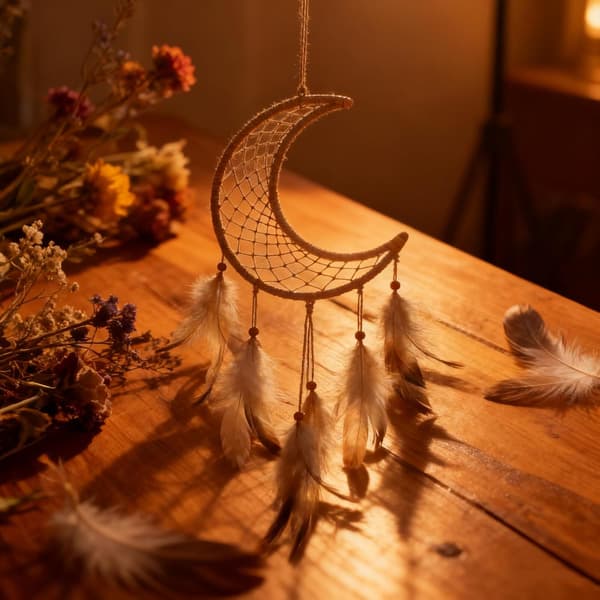 18 Pcs Moon Shaped Wooden Rings Dream Catcher Wood Frame DIY Dream Catcher Ring Craft Base