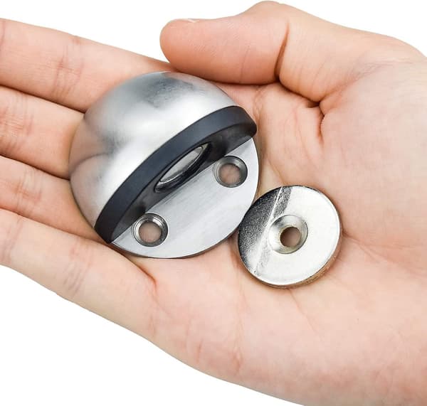 Magnetisk Dørstopper i Rustfrit Stål, Selvklæbende Dørstopper med Monteringsskruer og 3M-Lim til Beskyttelse af Dør og Væg