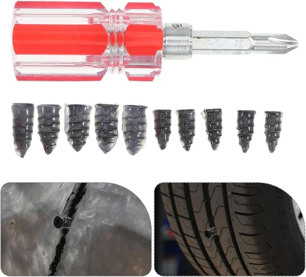 Tire Repair Kit 10 Pcs with Screwdriver Professional Rubber Tire Nails