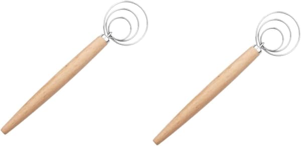 2 stk. Dejblander Melblander Rustfrit Stål Ælteværktøj Brød Kageblandeværktøj Manuel Brødblander Spiralhåndtag Genanvendelig