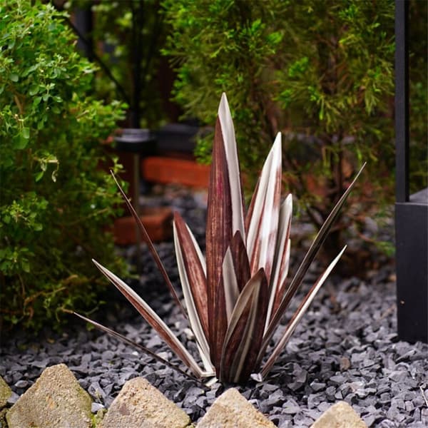 Stor rustik tequila-skulptur, rustika agave-växter i metall för utomhus uteplats, heminredning, handmålad metall agave, C