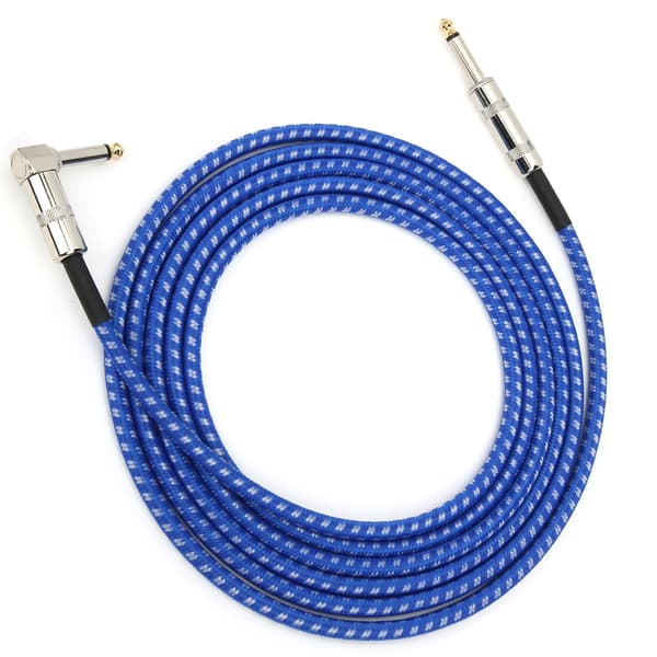 6.35mm Guitar Audio Cable Microphone Noise Reduction Connection Cable Musical Instrument 3 Meter Blue and White