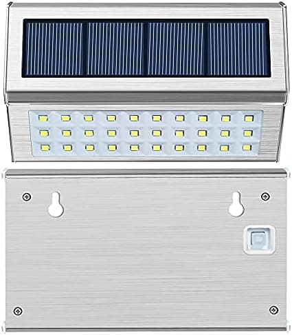 Solcelle gjerdelampe, dekorativ LED-hagelys i rustfritt stål, vanntett trappebelysning trådløs utendørs, 6-pakning varmt lys warm light
