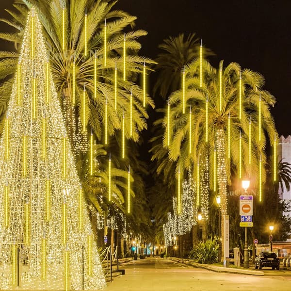 Icicle Lights Strong 30cm 8 Tubes Waterproof Icicle Snowfall String Lights for Outdoor/Indoor - Warm White