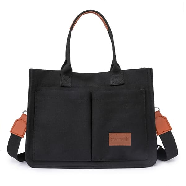 Stor Canvas Tote Väska för Kvinnor med Små Plånböcker, Crossbody Väskor för Laptop, Vardagsväska, Arbetsväskor