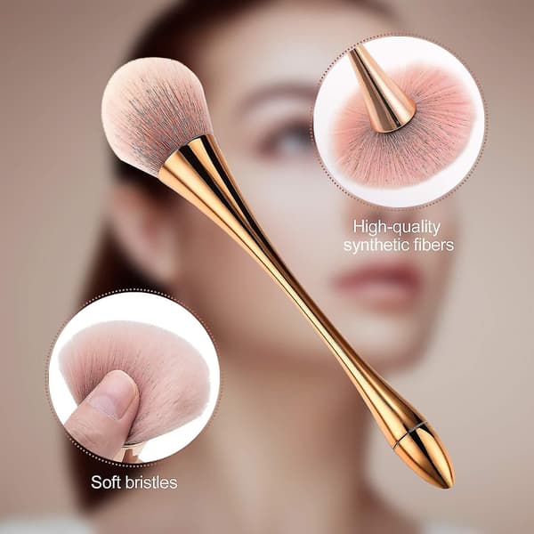 2 stk. store mineralpudderbørster, bløde, fluffy makeupbørster til foundation, blush og highlighter, professionelt makeupbørstesæt til blending, polering