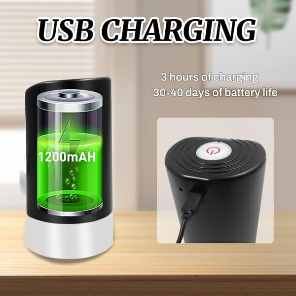 Water dispenser for 5 gallon bottle, portable electric water pump with USB data cable, black automatic drinking water pump
