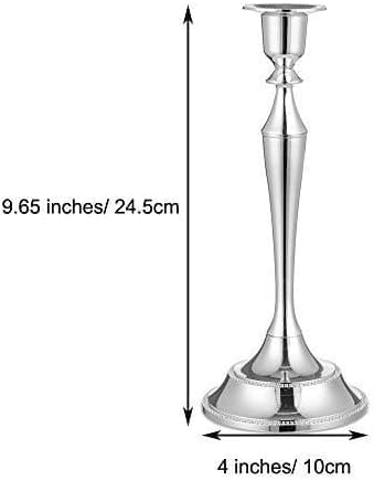 Lysestake - 2 stk sølvlysestaker 24,5 cm høye koniske lysestaker for bryllup bursdagsfest borddekorasjoner peishylle jul D