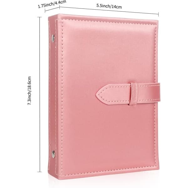Øredobb-bok-arrangør, bærbar øredobbholder-mappe med sammenleggbar bokdesign, rosa pink