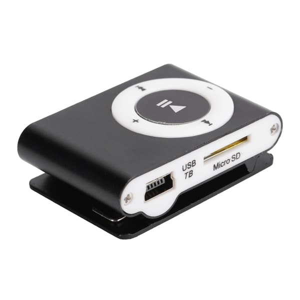 Bærbar digital MP3-afspiller med bælteclips hovedtelefoner USB-kabel sort (f2)