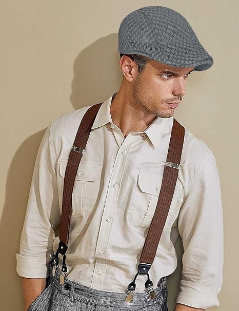 Grå Vintage mesh basker ivy keps herr platt hatt andningsbar keps golf