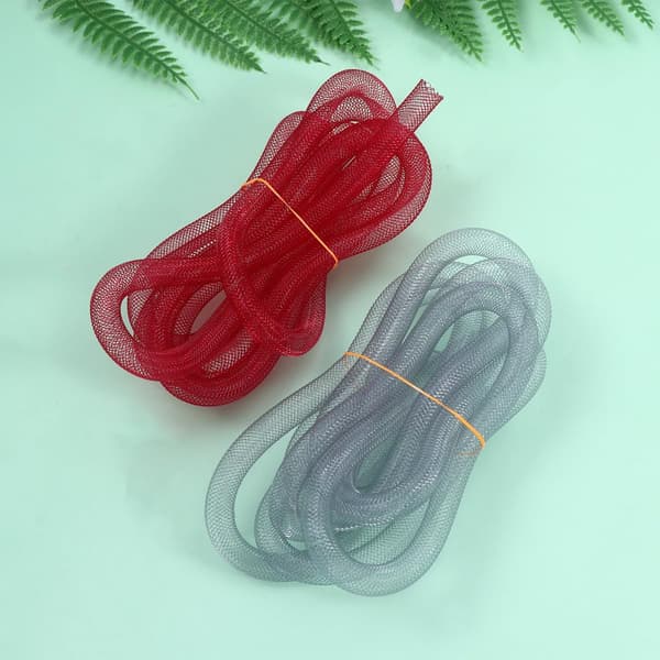 8 stk 8 mm nylonnett rørflette snor for DIY hårsløyfetilbehør, hul elastisk garnnettsnor