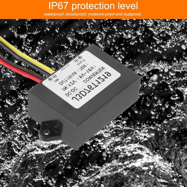DC 12V til 19V strømomformer 4A 76W trinn opp spenningsregulator IP67 vanntett transformatorforsyningsmoduladapter for bil lastebil solsystem Black 4" x 3.5"