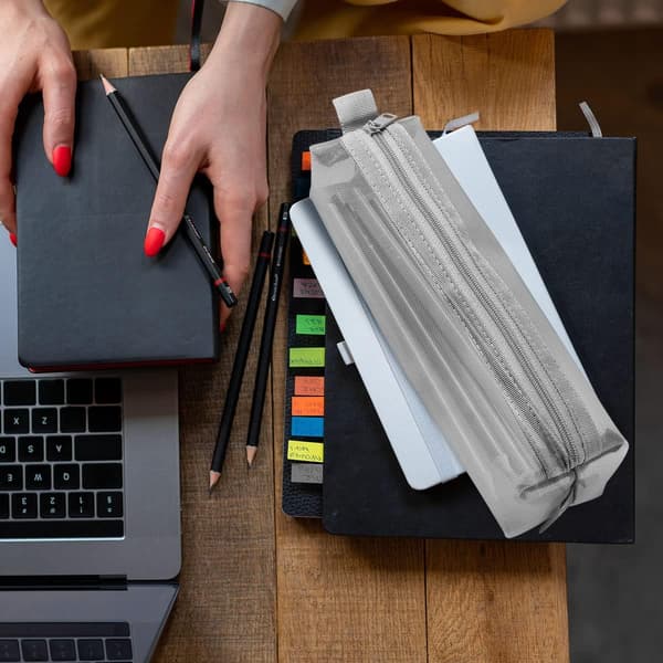 1 pc Transparent Pencil Case Pen Pouch Simple Creative Document Storage Bag Graduation Portable Stationery Bag (Grey)