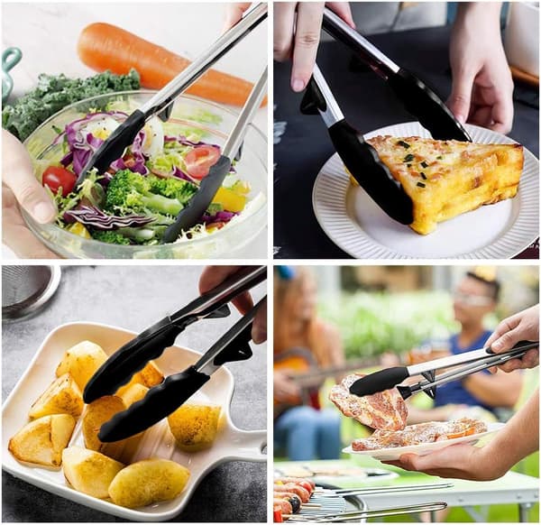 Køkkentang med hvilefunktion, 12 tommer spateltang, non-stick basistang i rustfrit stål, velegnet til bagning