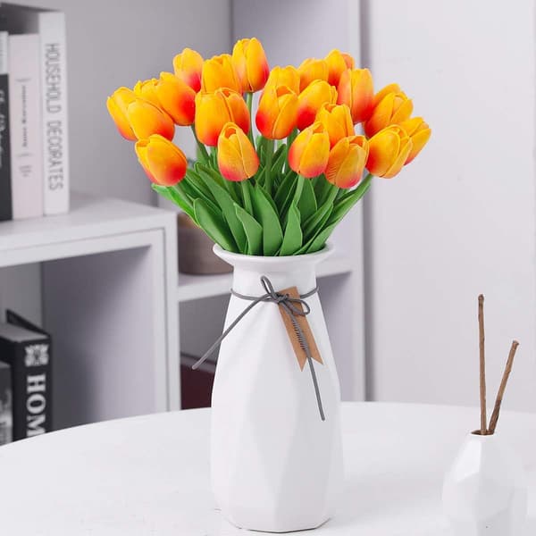 10 stk oransje kunstige tulipaner, kunstige blomster i lateksmateriale B B