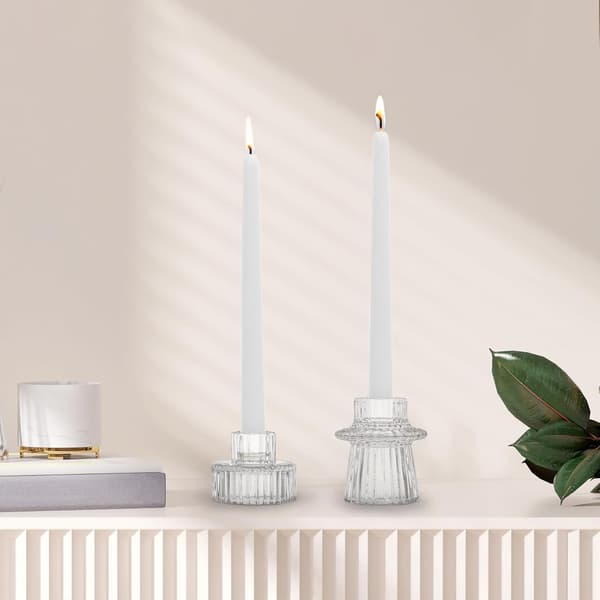 3-delt glaslysestage, vintage lysestager til indretning/bryllup og lysestager til bloklys og koniske lys Klar Clear
