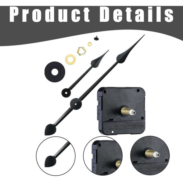 High Torque Clock Movement Motor - Long Shaft with 18 cm (7 inch) Spade Hands. Length: 8 cm / Width: 6 cm / Height: 4 cm