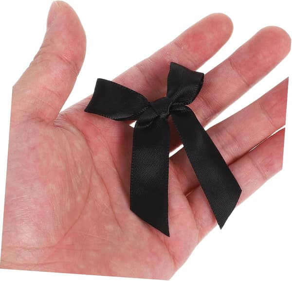 100 stk Mini Satinbåndssløjfer til Syning Håndværk Håndlavede Sløjfer Sort