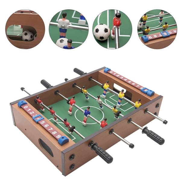 Miniature bordfodboldbord, 13,5'' bordfodboldspil med 2 bolde, tilbehør til bordfodboldspil i træ til voksne og familier