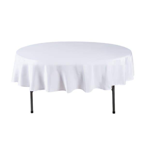 1 stk ensfarget rund duk - glattvevd - hvit (hvit) - rund 152 cm (60 tommer)