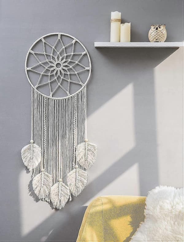Large Boho Wall Hanging Dream Catcher Macrame Woven Feather Pendant Tassel Decor