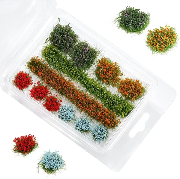 Diorama-rekvisita, miniatyrblomster for statiske gresstuster