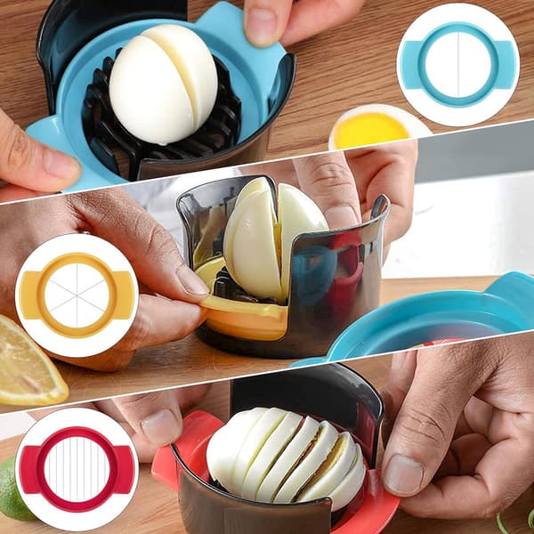 Egg Slicer 3 in 1 Hard Boiled Egg Cutting Tool, Stainless Steel Egg Divider Kitchen Utensil