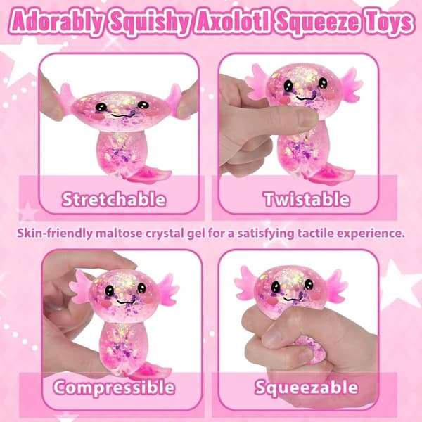 8,99 cm Rosa Glitter Stående Axolotl Squishy Langsomt Stigende Pink Pink