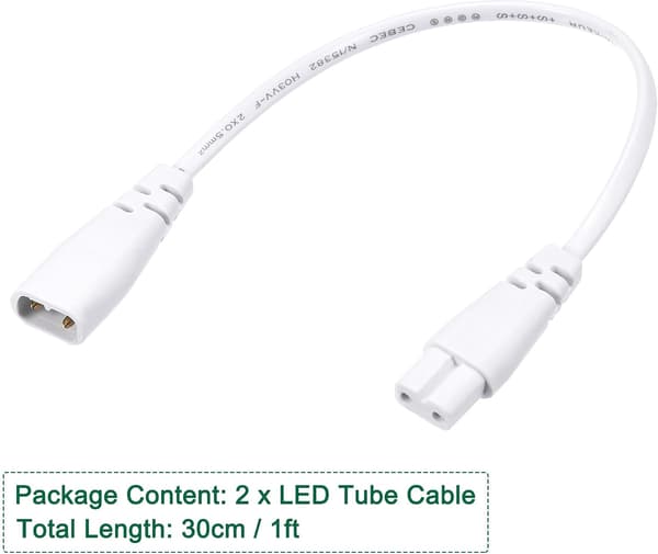 T5 LED rør forlængerkabel 2-benet 30CM han til hun ledning integreret lysarmatur 4 stk.