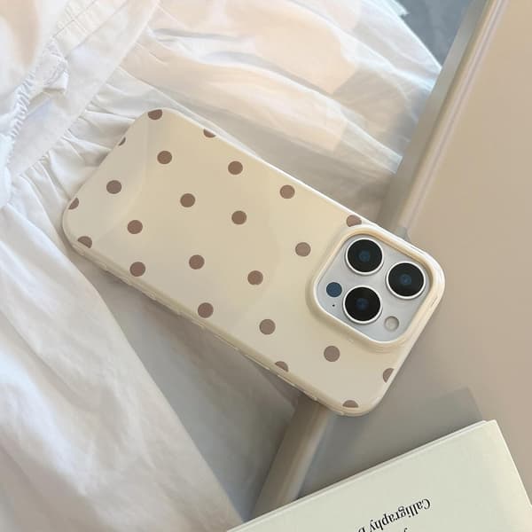 Case for iPhone 17, Trendy Cute Dotted Design | Soft TPU Slim Shockproof Protective Cover for Women | Cream
