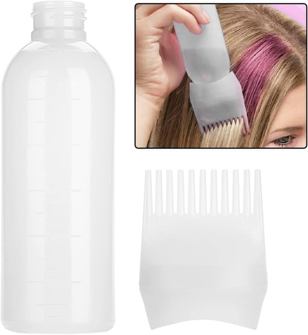 Hair Dye Bottle (White), Hair Dye Comb Applicator, Essential Hair Dyeing Tools, Root Comb Applicator, Hair Dye Bottle