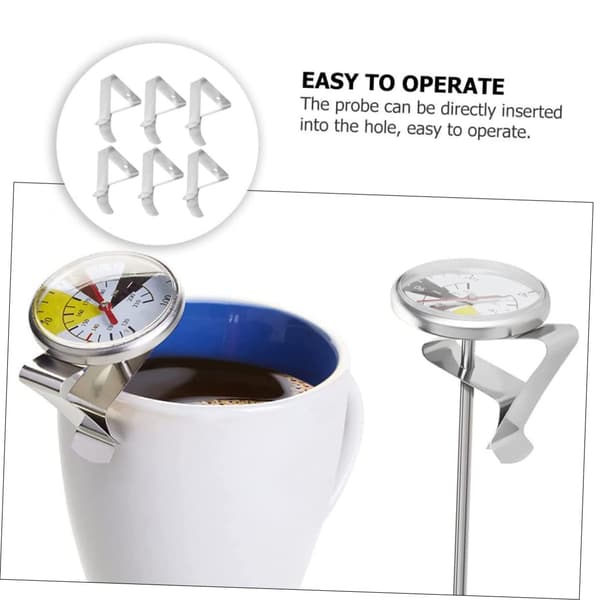 6pcs Thermometer Probe Clips Adjustable Stainless Steel Clamp Holders Coffee Cup Clip