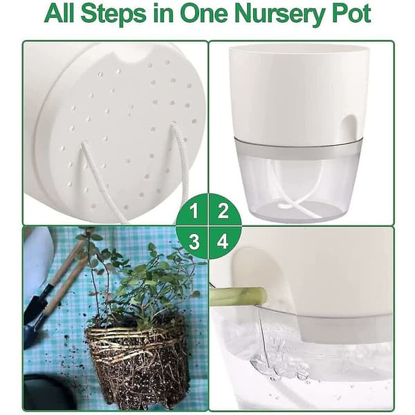 Window sill kitchen set self-watering set of 3 herb garden for kitchen 18.2 X 11 X 15.3 cm for kitchen fresh herbs white