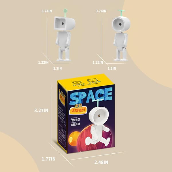 Astronaut magnetisk nattlampe, LED mini-robot boklampe, skrivebordsdekorasjon stemningslampe (sett med 2)