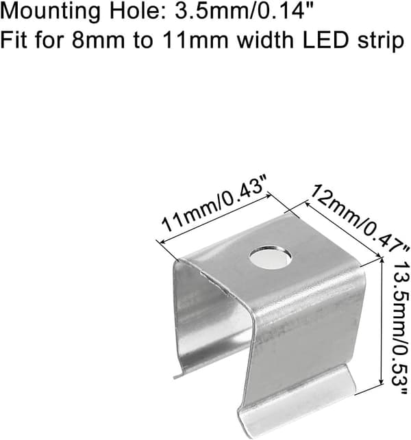 Reblys monteringsclips, til 8 mm til 11 mm vandtæt LED-strip size_name 80mm