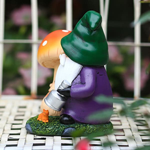 Solcellsdriven LED-harts gnome-skulptur utomhus trädgårdsstaty dekor djurstaty prydnader mini landskapshantverk