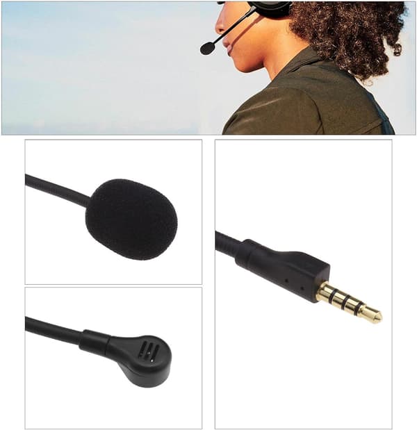 Replacement Gaming Headset Microphone with Foam Cover, Compatible with Steelseries Arctis 1 RAW, Detachable Microphone, Gaming Mic, Black