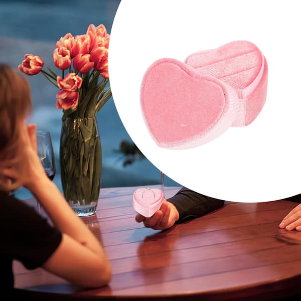 Klassisk Rose Hjerteformet Smykkeringæske Fløjlbeholder til Bryllup Bærbar Opbevaringskasse