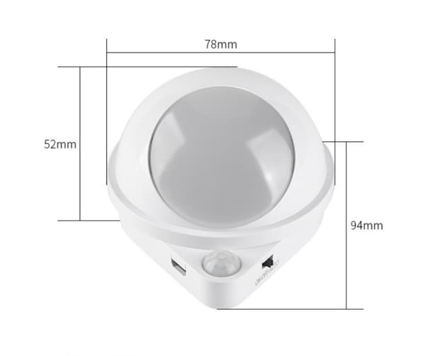 Bevægelsessensor Natlampe Indendørs, Genopladelig Underskabsbelysning, Roterende Magnetisk Skivelampe (Varm Hvid)