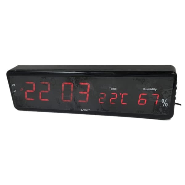 LED Digital Väggklocka Stor Skärm Elektronisk Sovrum med Termometer Hygrometer Skrivbordsklocka Bordsur Grön