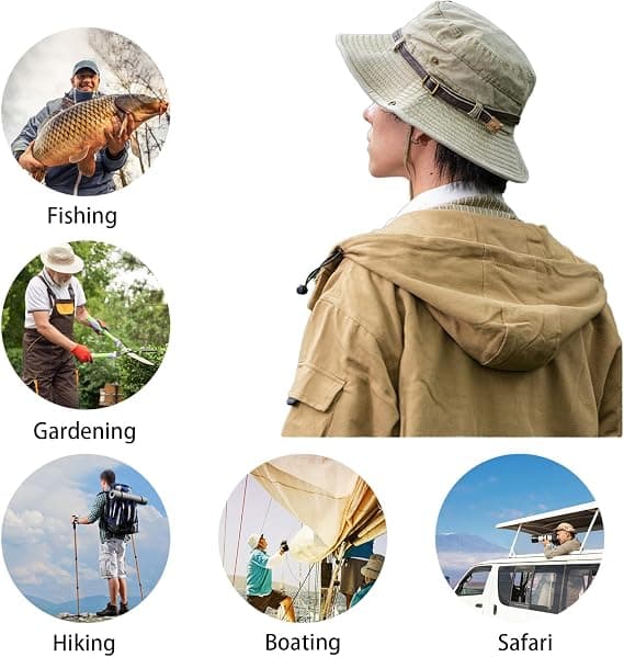 Fiskehatt Anti-UV Solhatt Bred Bret Hettehatt Sammenleggbar Jakthatt Unisex Med Justerbar Hakestropp