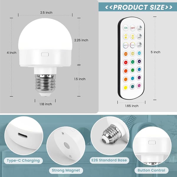 Remote Control Rechargeable Lamp, Wireless Puck Light Dimmable Magnetic, Three Color Lights, For Non-Wired Wall Lamp, 2-pack