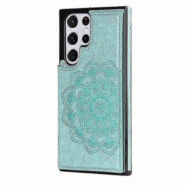 Wallet Case Compatible with Samsung Galaxy S23 Ultra, Embossed Mandala Flower PU Leather Case with Card Slots