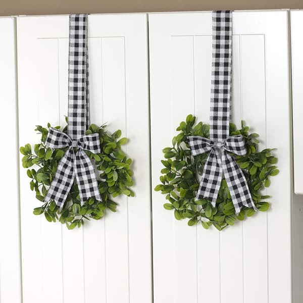 Sæt med 2 kunstige køkkenkranse 28 cm B x 53 cm L hver (sort)