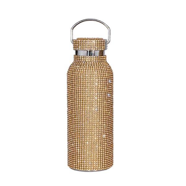 Diamant Vannflaske Bling Rhinestone Rustfritt Stål Termosflaske, 100% Ny gyllen golden
