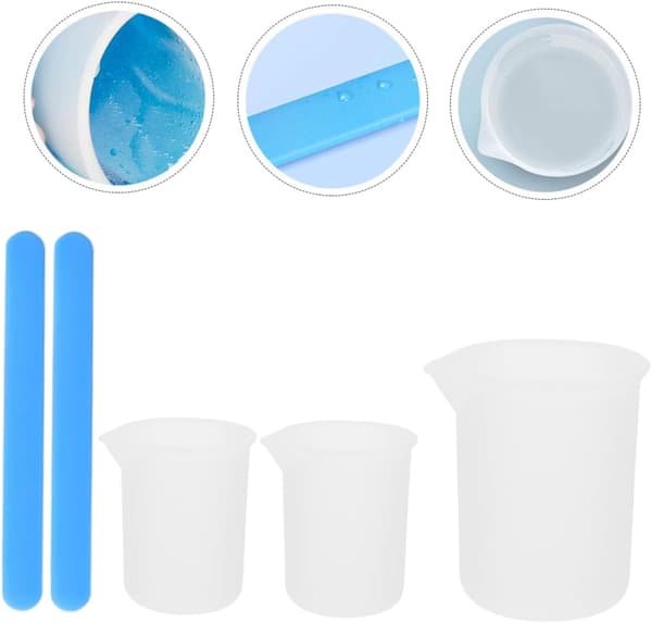 5 st epoxihartsblandningssats silikonmätkoppar (100 ml x 2, 250 ml x 1) och silikonrörpinnar