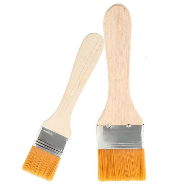 Nylon Brush for Grilling 2 Pcs Durable Wooden Handle Cooking Brush