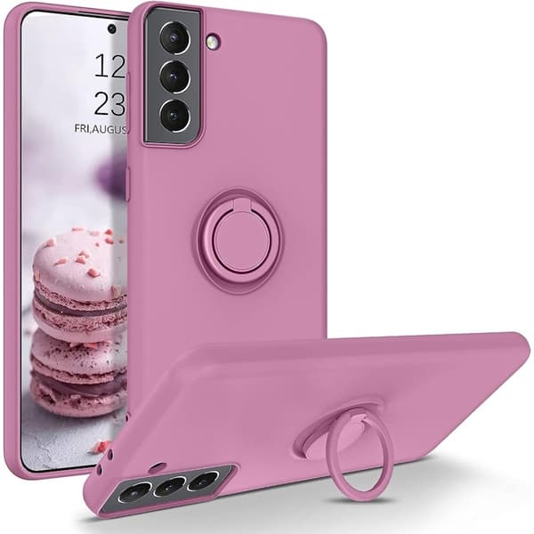 Samsung S21 FE - Silikondeksel Magnetisk Ringholder Lilla Mørkelilla Mørkelilla