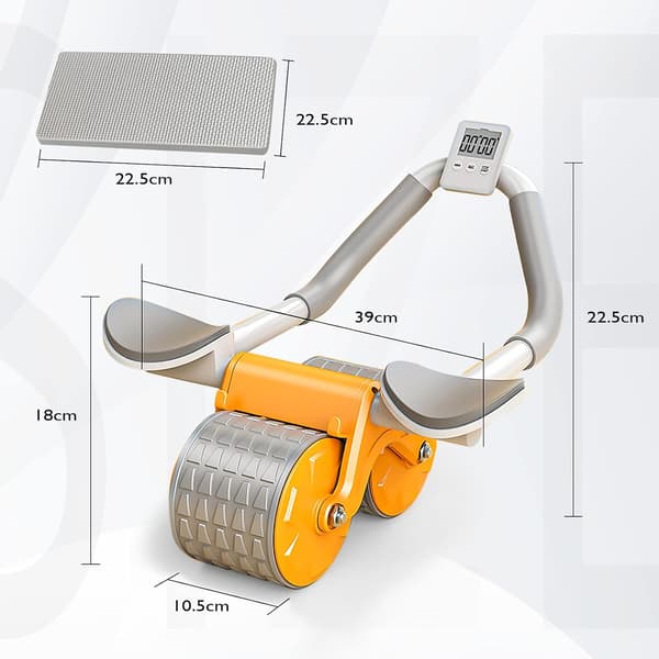 Abs Roller Wheel, Automatisk Rebound Abdominal Treningshjul med Timer og Knematte, Ab Wheel Core Trainer Treningsstudio
